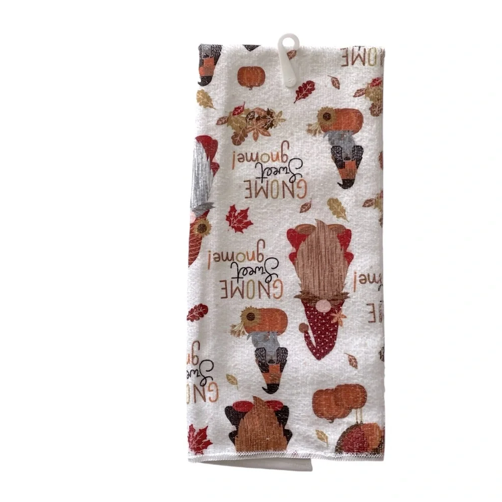 Fall Thanksgiving Kitchen Towel Oven Mitt Pot Holders Gnome 4-pc. Set